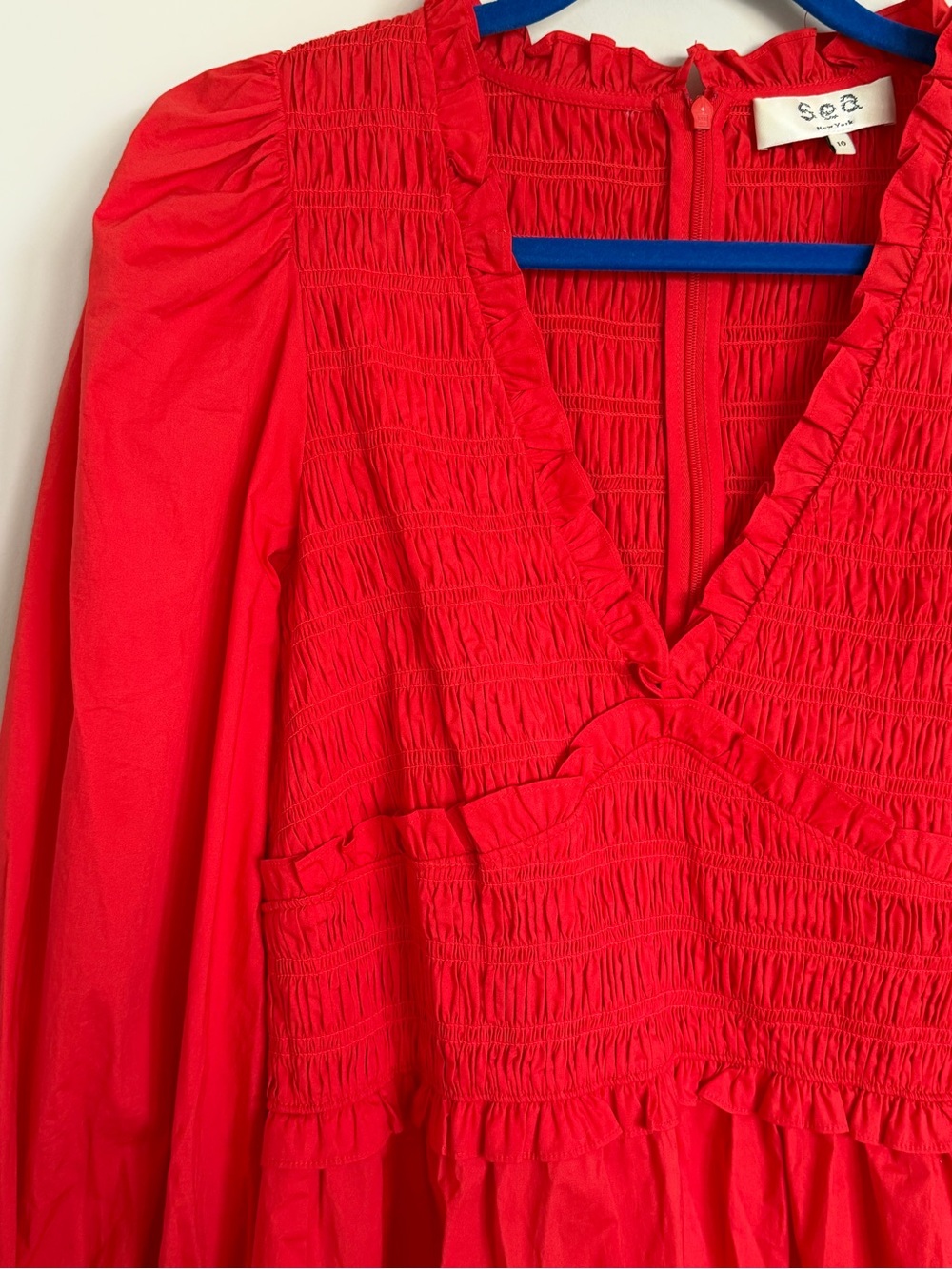 Sea New York “Gaia” Scarlet Smocked Dress, Size 10 - EUC - Picture 5 of 13